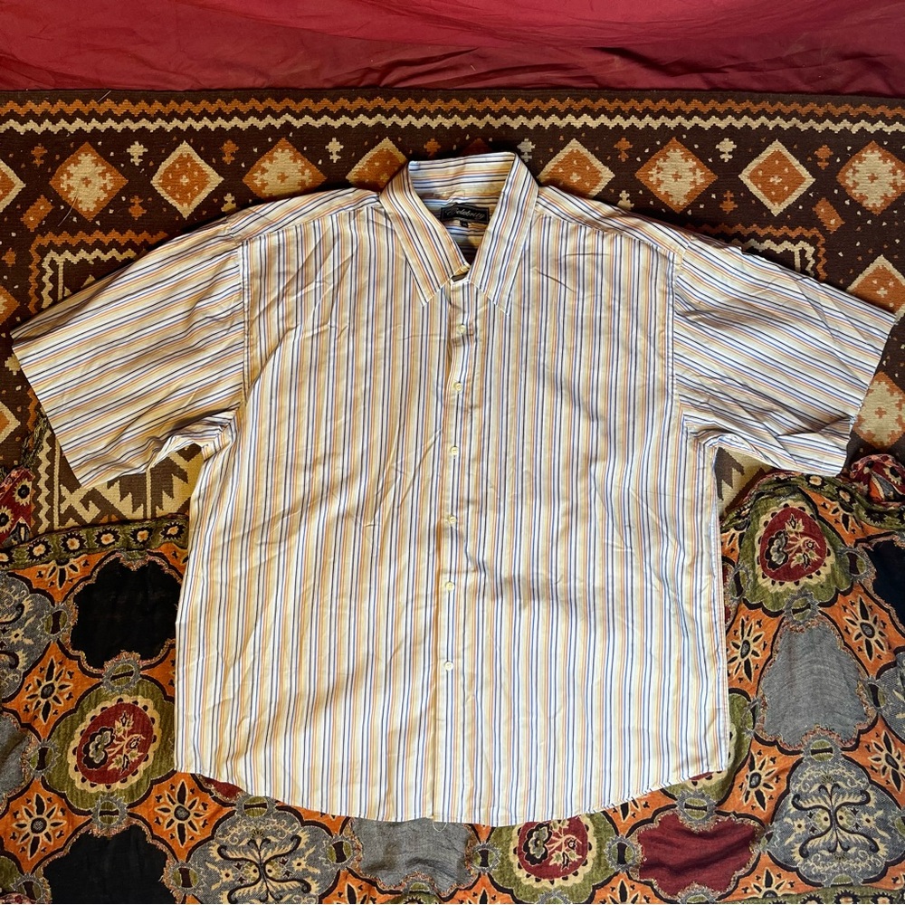 Celebrity Multi-Colored Striped Short Sleeve Button Front Shirt Size 5XL